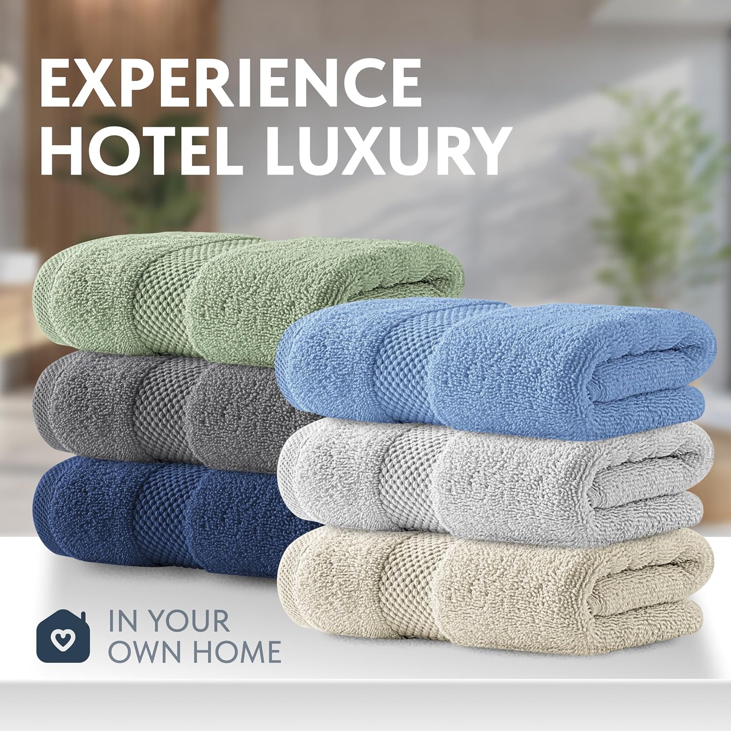 White Classic Luxury Multicolor Hand Towels - 16x30, Turkish Cotton, 6 Pack